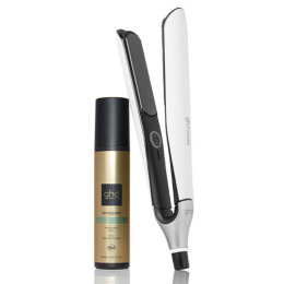 Packung ghd Chronos Styler weiß + bodyguard Hitzeschutzspray für feines Haar