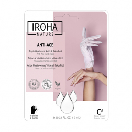 Anti-Aging-Handschuh-Maske Hände Dreifach-Hyaluronsäure Bakuchiol Iroha Nature